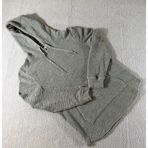 Earthbound Trading Hoodie Womens Medium Gray Boho Knit Sweater Drawstring Hippie